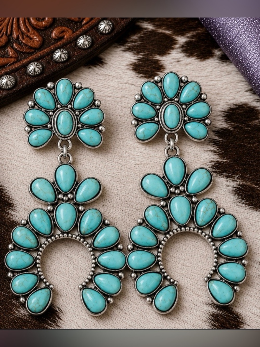 Turquoise Statement Dangle Earrings - Women Jewelry